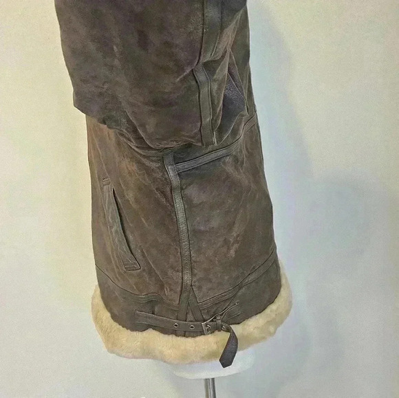 Vintage St. John's Bay Brown Leather Aviator Pilot Jacket with Sherpa Trim - Picture 10 of 16